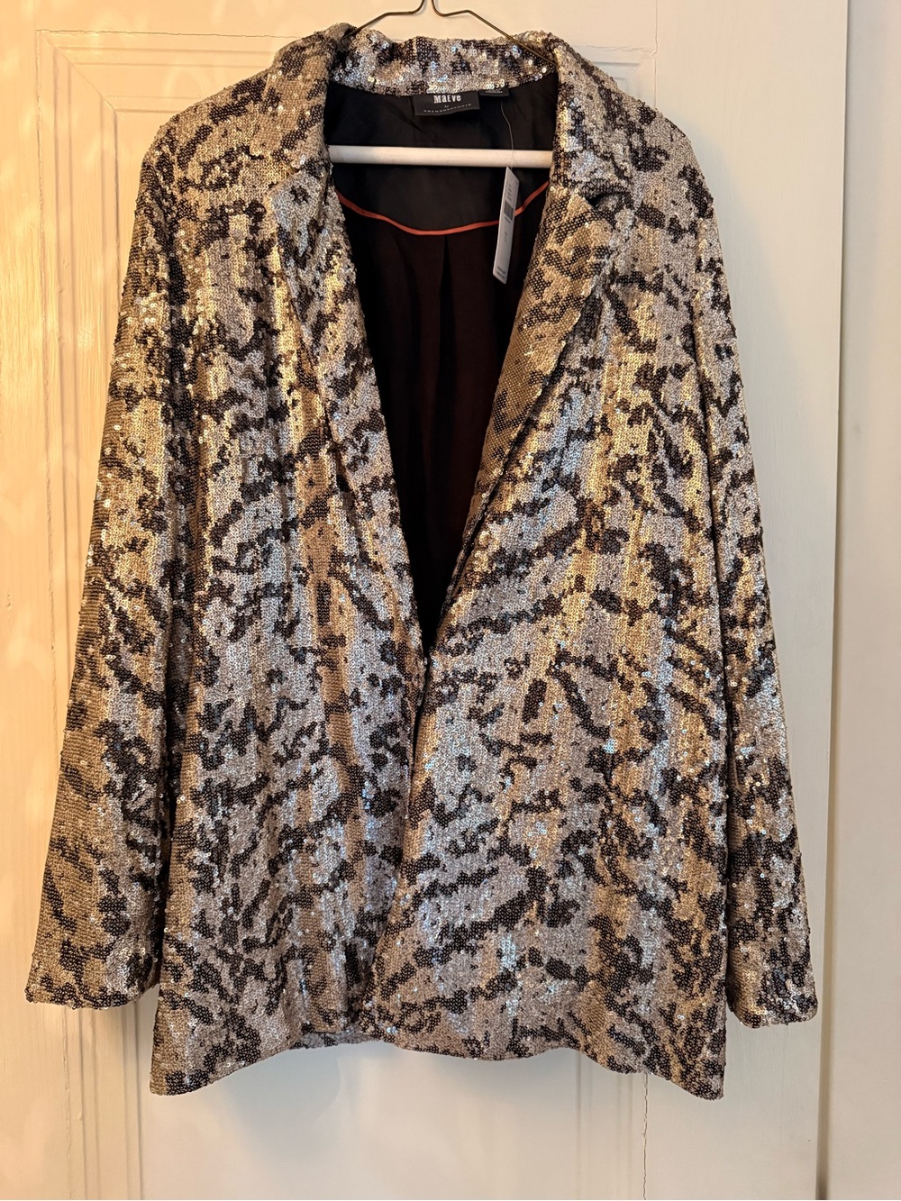 MAEVE Gold & Black Sequin Blazer Jacket